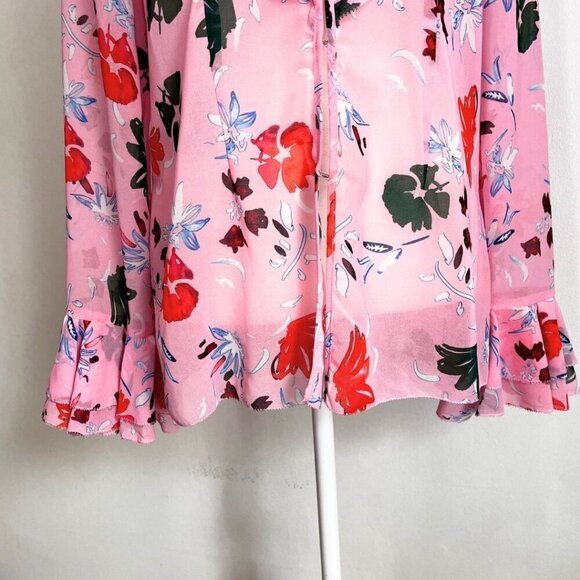 C/MEO COLLECTIVE THE MUPPET RUFFLE BLOUSE IN FLORAL PINK - S - Picture 6 of 9
